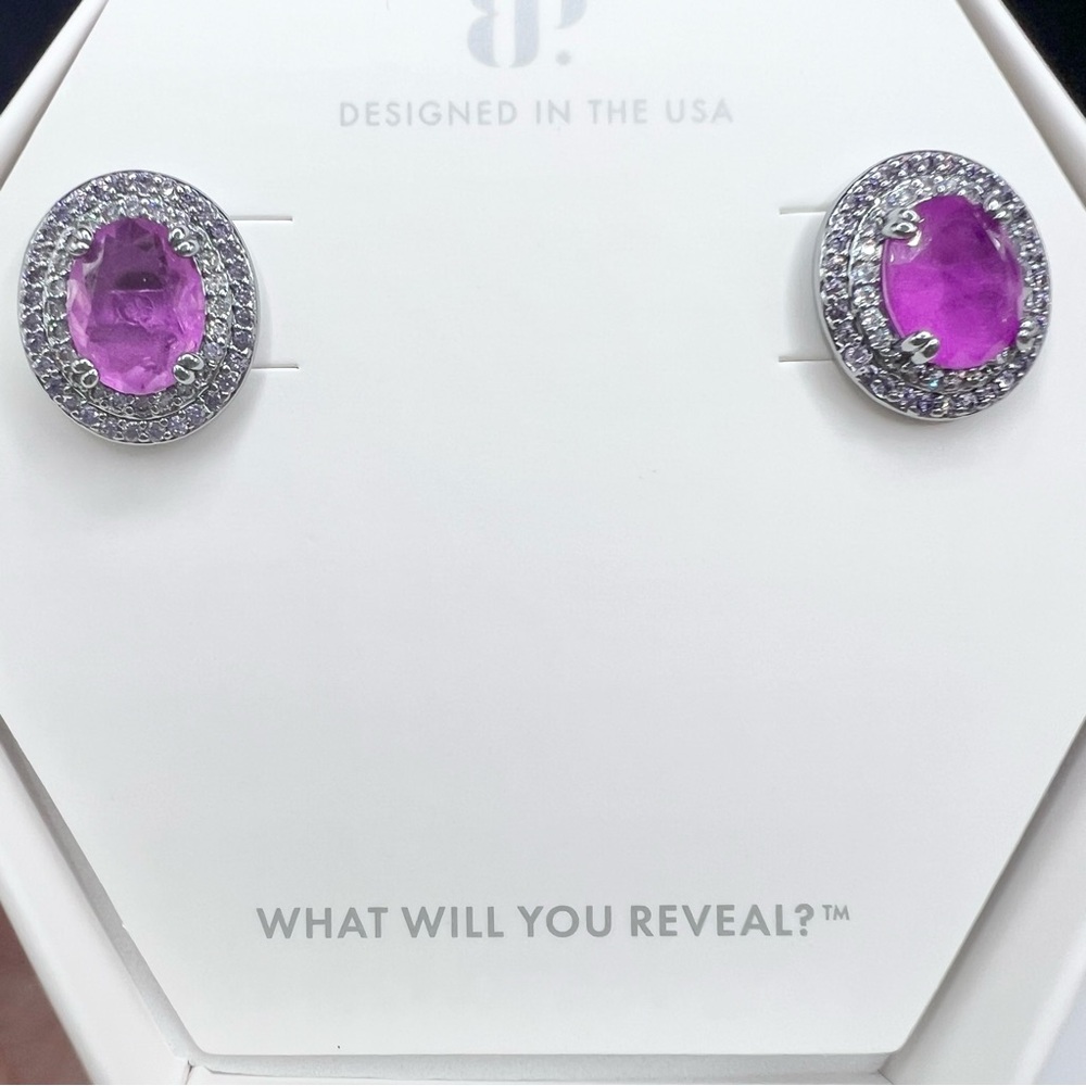 Bomb Party BP Earrings So Right For Me Purple Fluorite Hematite Plating